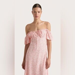 NWT Faithfull the Brand | Menton floral midi dress off shoulder girly preppy XS